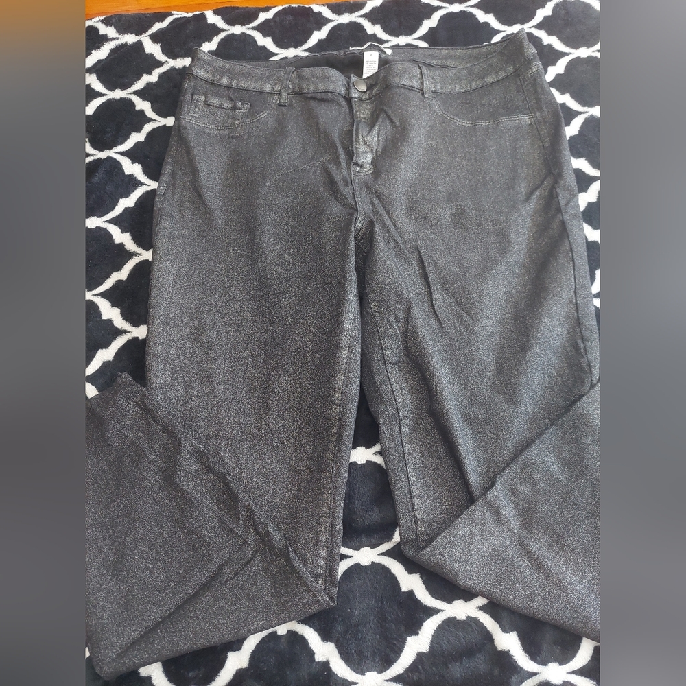 Refuge plus‎ size 18 black skinny jeans with silver shimmer